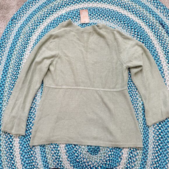 Soft Sourroundings Silk Cashmere Green Flare V Neck Tunic Sweater Women’s 1x NWT - Picture 7 of 7
